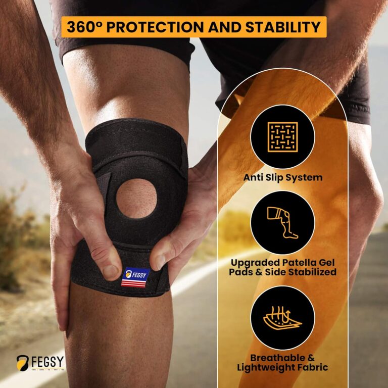 FEGSY Adjustable Knee Cap Support Brace For Knee Pain, Gym Workout, Running, Arthritis, And Protection For Men And Women,Non Toxic (2), Free Size