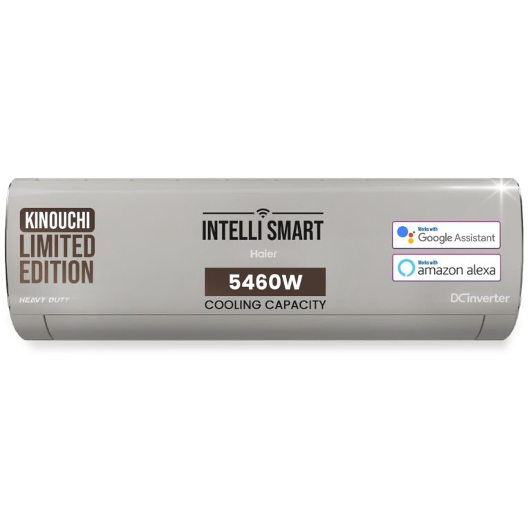 Haier Limited Edition 1.5 Ton 5 Star HEXA Inverter Smart Split AC (5460 Watts, Copper, Heavy Duty, Wi-Fi, 4-Way Swing, Frost Clean, HD Filter, Cools at 60°C-HSU19K-PZFM5BN-INV,Morning Mist)