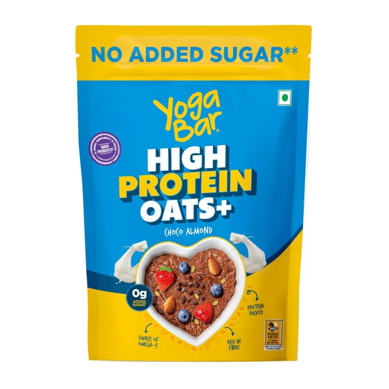 Yogabar Oats|Dark Chocolate & Almonds High Protein Oats|23g Protein-No Sugar|Complete Protein Blend Whey+Soy|With Probiotics for Better Absorption|Fiber-Rich|Helps in Weight Management|850g
